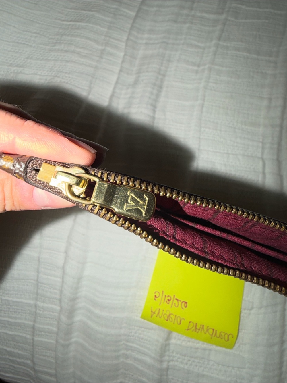 Louis Vuitton Brown Monogram Wristlet Pouch with Tan Strap - Picture 5 of 10